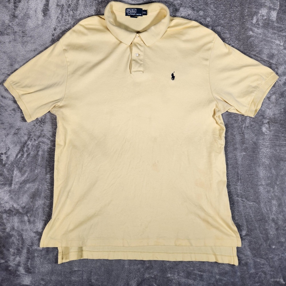 Polo Ralph Lauren Polo Shirt Mens XXL Yellow Good Short Sleeve Cotton Pique